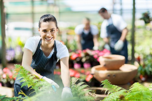 Supervisors reviewing safe working conditions on a landscaping site